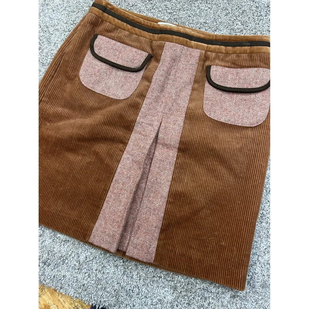 Ann Taylor Loft Petites Brown Corduroy Tweed A-Line Skirt 8P 8 Petites #0576